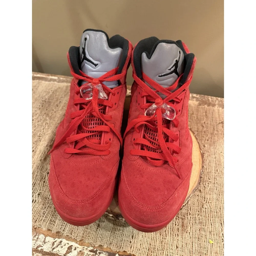 Size 13 - Air Jordan 5 Retro Red Suede Black Leather (136027-602) VGUC‎